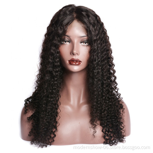 unprocessed virgin indian hair 4*4 curly closure lace wig for black women